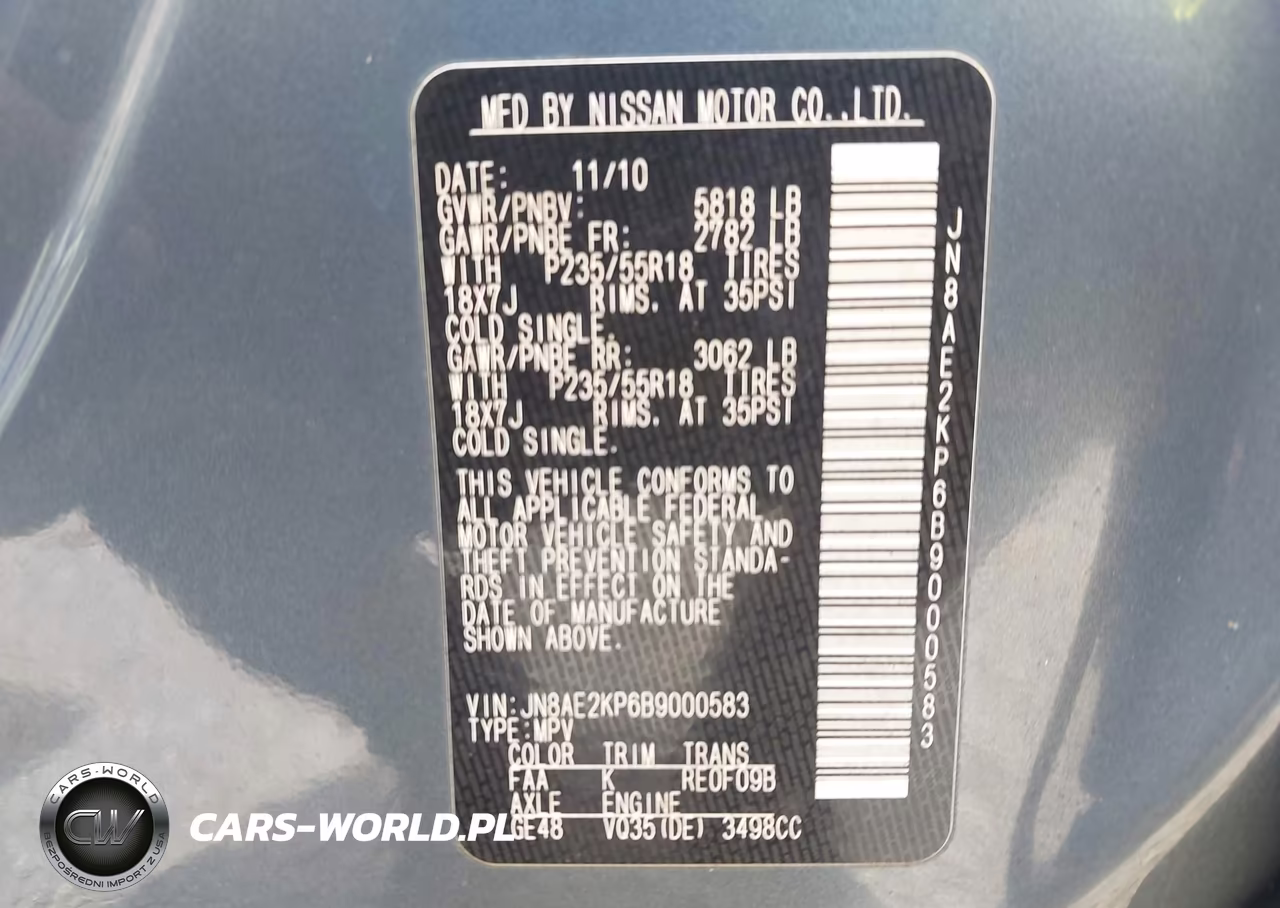 2011 Nissan Quest Sl VIN:JN8AE2KP6B9000583 - 9