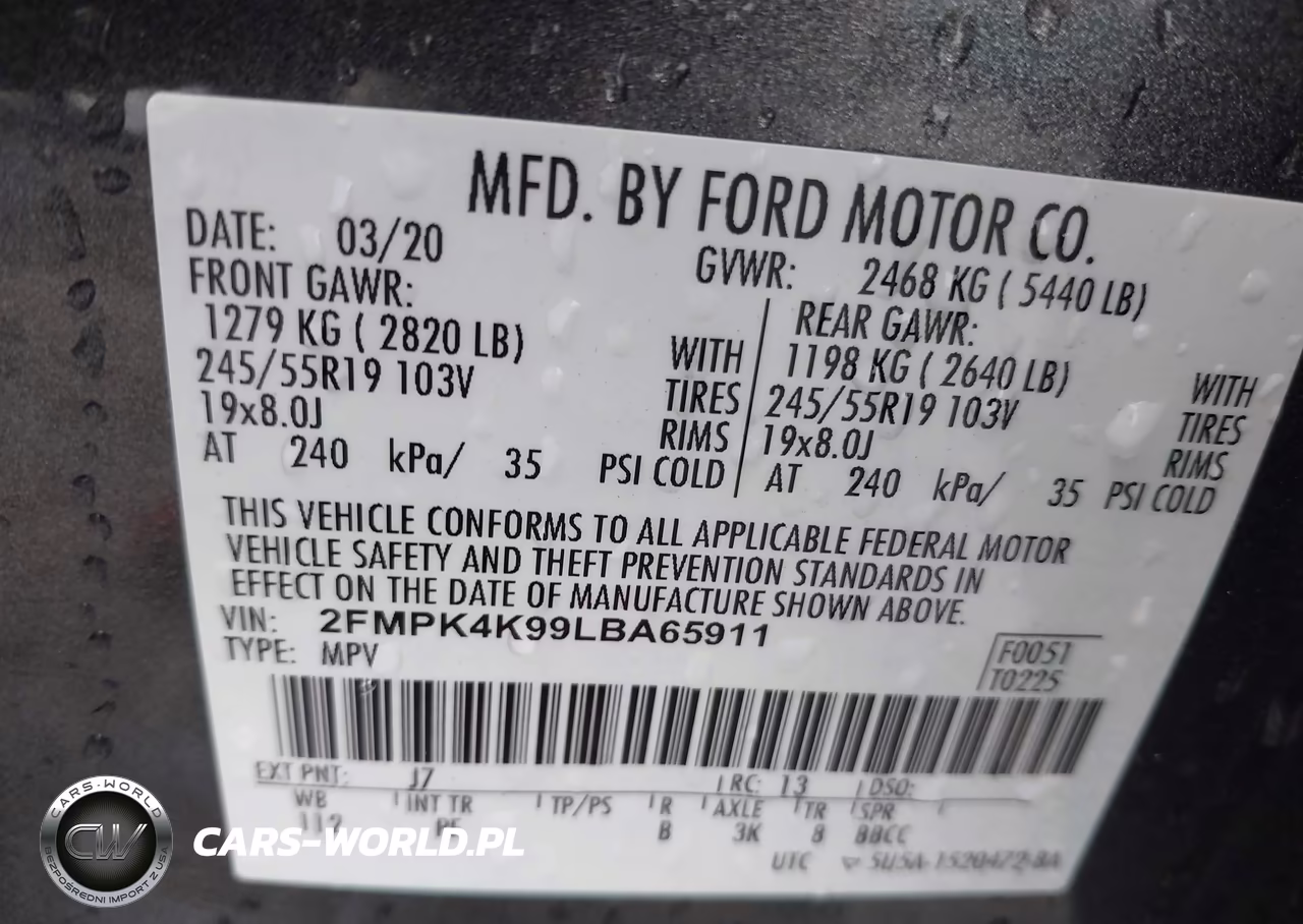 2020 Ford Edge Titanium VIN:2FMPK4K99LBA65911 - 9