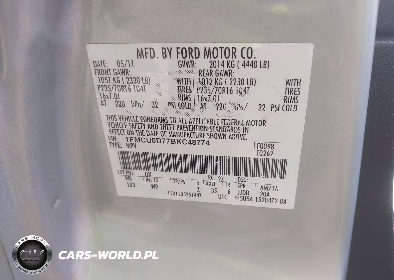 2011 Ford Escape Xlt VIN:1FMCU0D77BKC48774 - 9