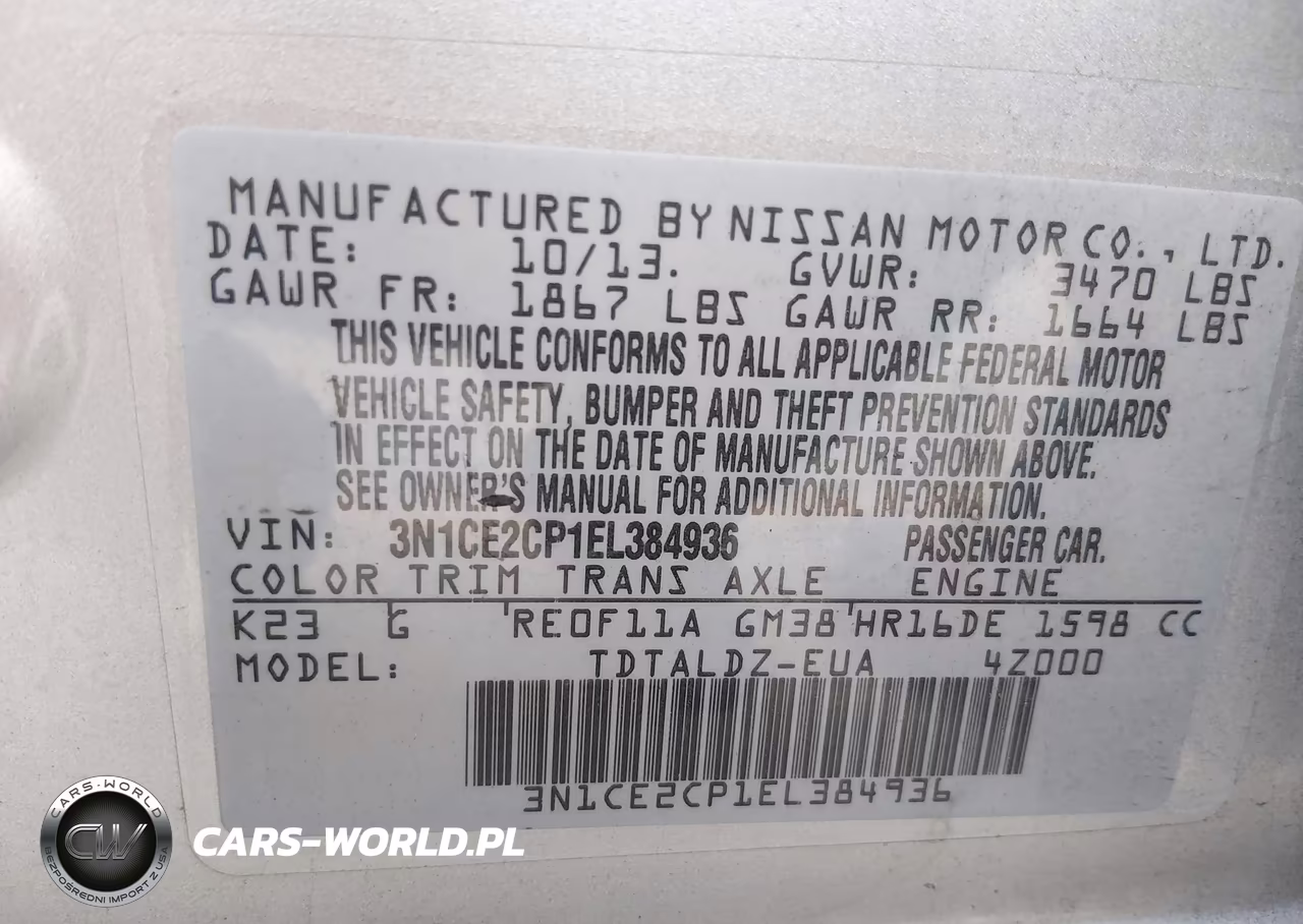 2014 Nissan Versa Note Sv VIN:3N1CE2CP1EL384936 - 9