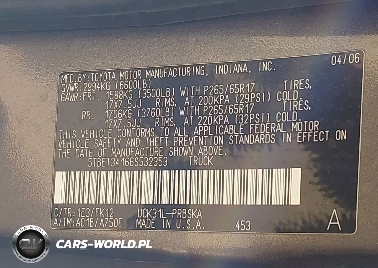 2006 Toyota Tundra Sr5 V8 VIN:5TBET34166S532353 - 9