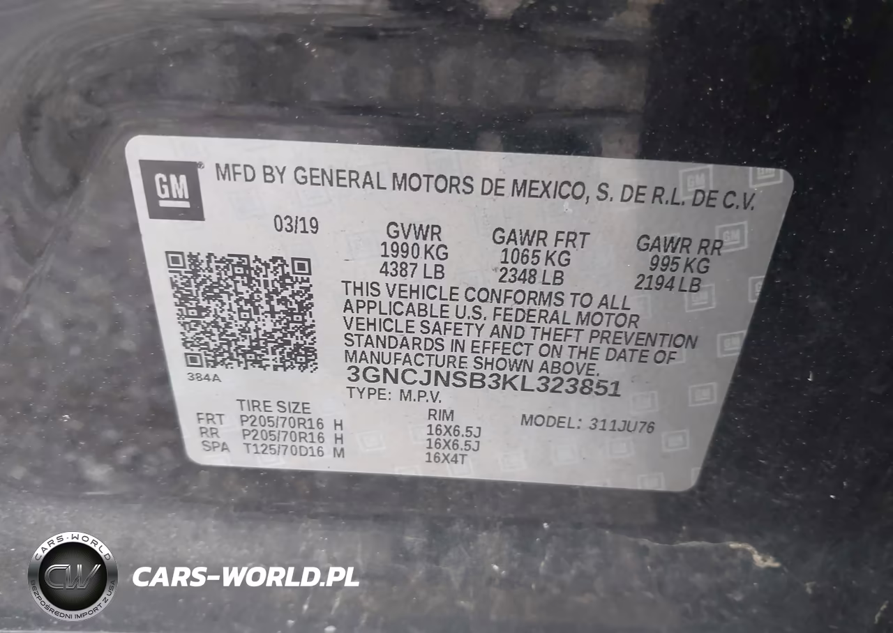2019 Chevrolet Trax Ls VIN:3GNCJNSB3KL323851 - 9