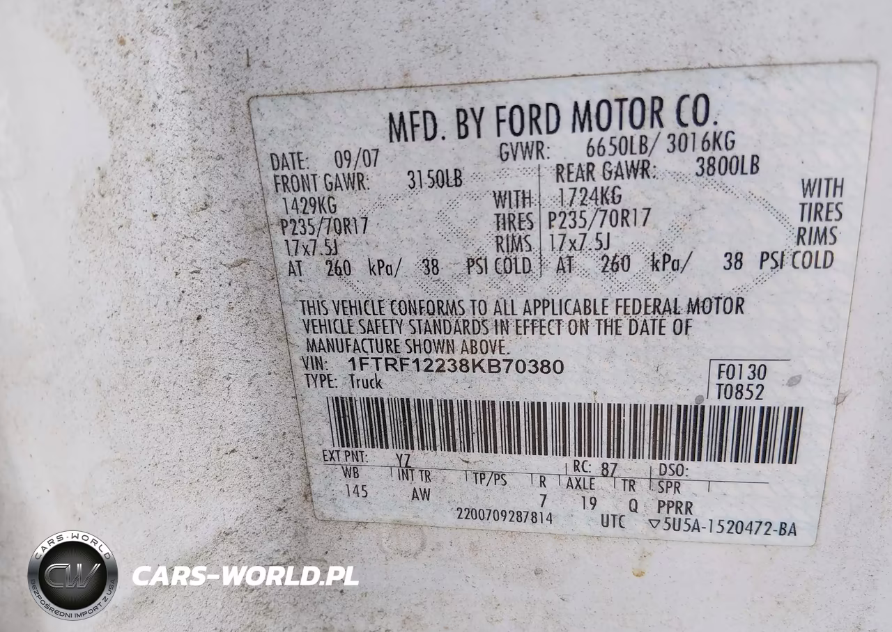 2008 Ford F-150 Stx-Xl-Xlt VIN:1FTRF12238KB70380 - 9