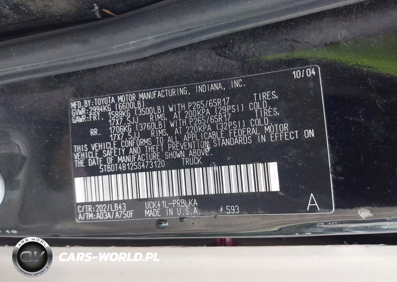 2005 Toyota Tundra Limited V8 VIN:5TBDT48125S473120 - 9