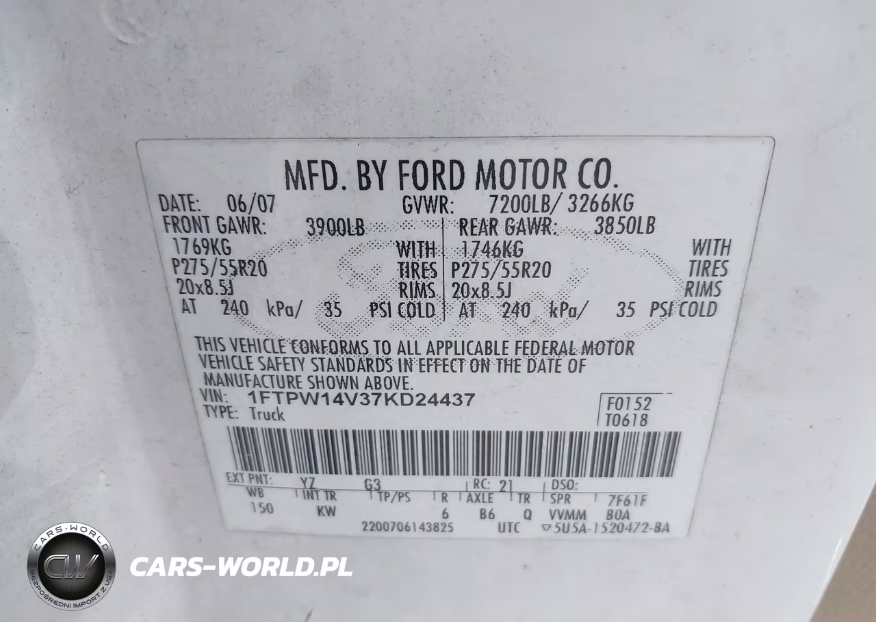 2007 Ford F-150 Fx4-Lariat-Xlt VIN:1FTPW14V37KD24437 - 9