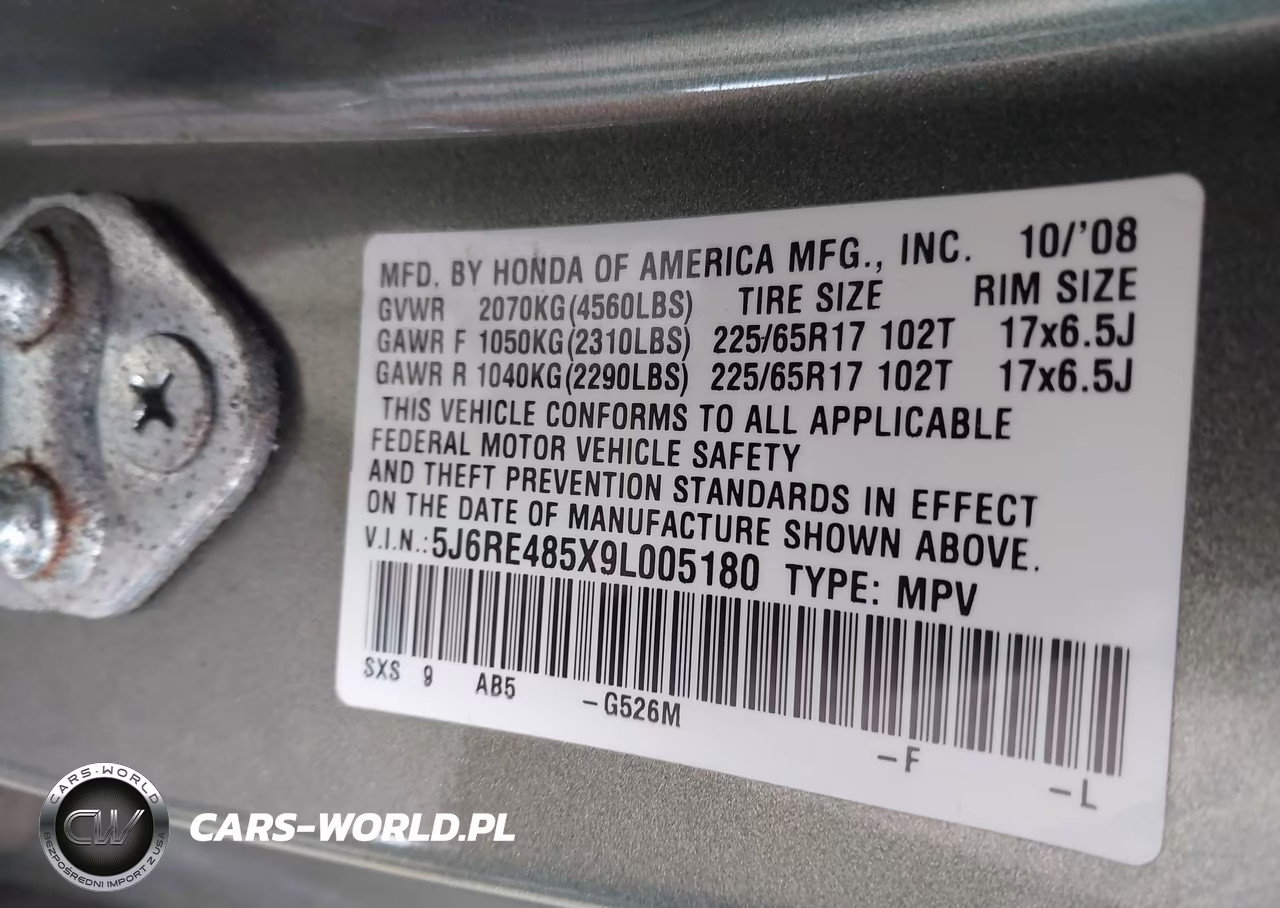 2009 Honda Cr-V Ex VIN:5J6RE485X9L005180 - 9