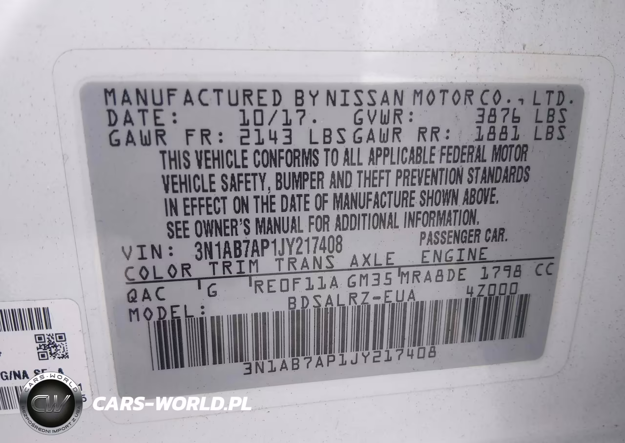 2018 Nissan Sentra Sr VIN:3N1AB7AP1JY217408 - 9