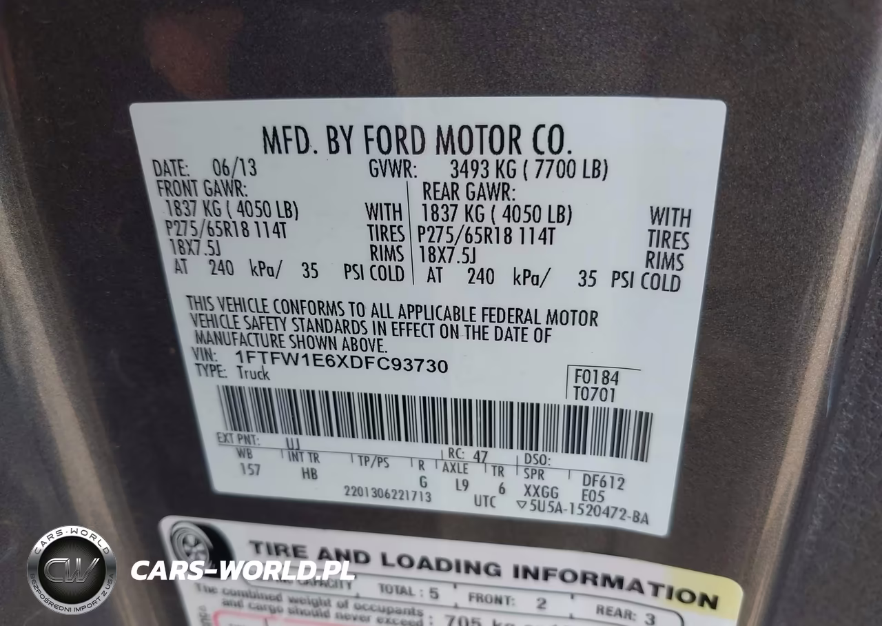 2013 Ford F-150 Lariat VIN:1FTFW1E6XDFC93730 - 9