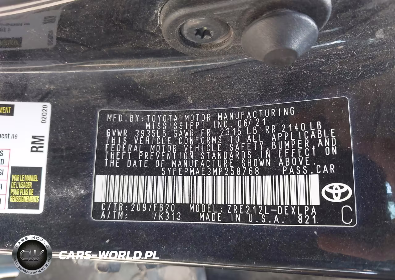 2021 Toyota Corolla Le VIN:5YFEPMAE3MP258768 - 9