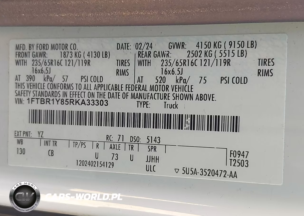 2024 Ford Transit-250 VIN:1FTBR1Y85RKA33303 - 9