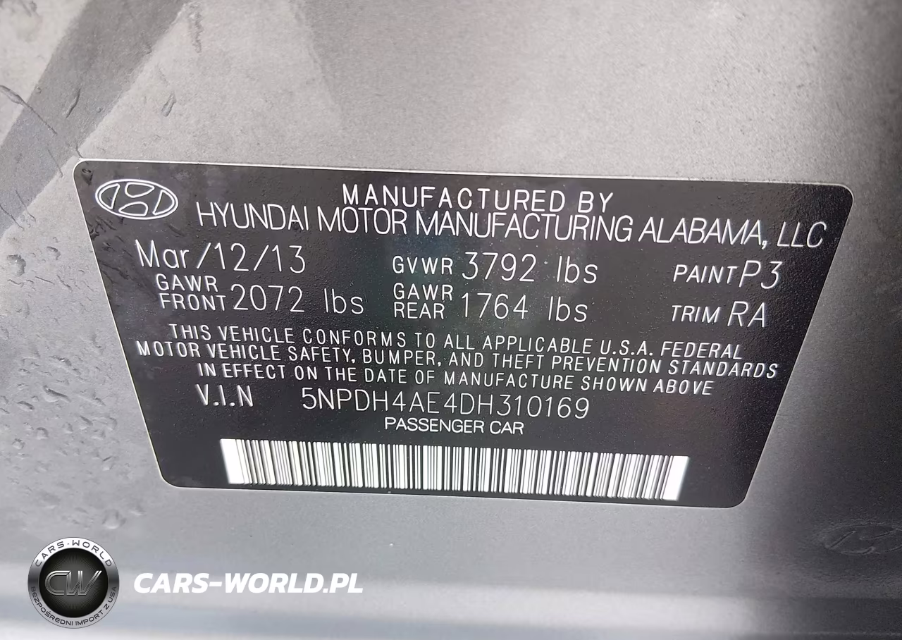 2013 Hyundai Elantra Gls VIN:5NPDH4AE4DH310169 - 9