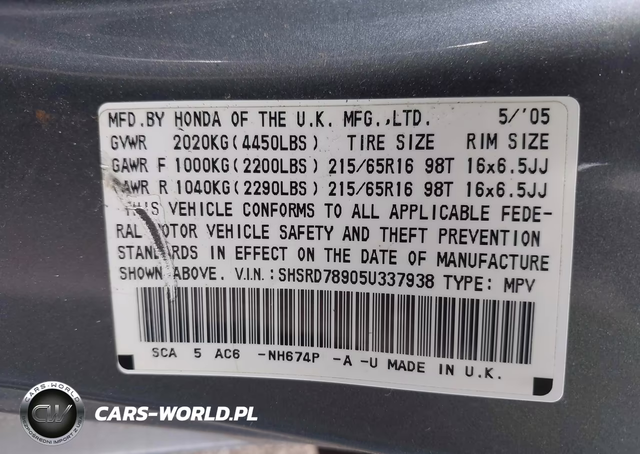 2005 Honda Cr-V Se VIN:SHSRD78905U337938 - 9