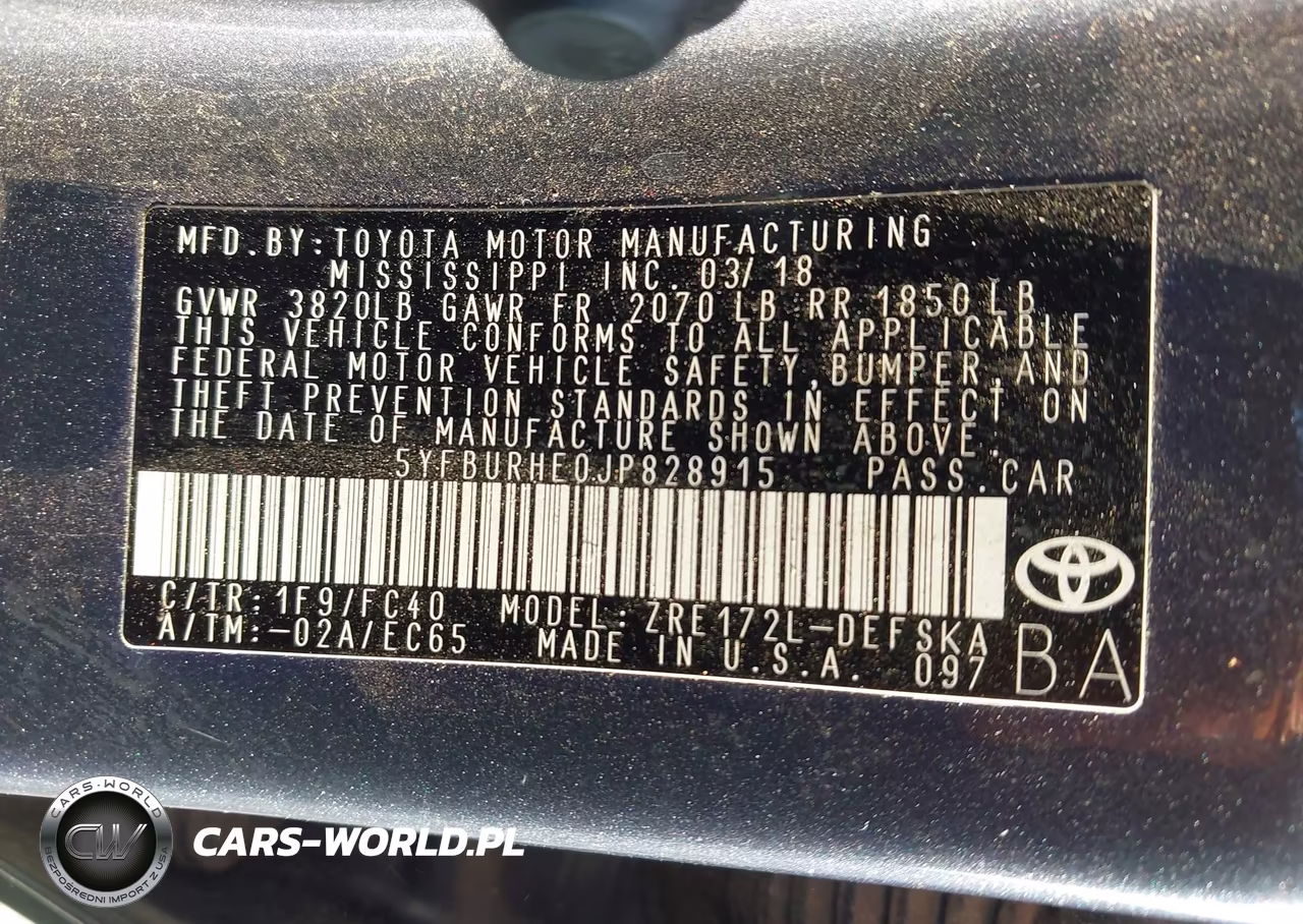 2018 Toyota Corolla Se VIN:5YFBURHE0JP828915 - 9
