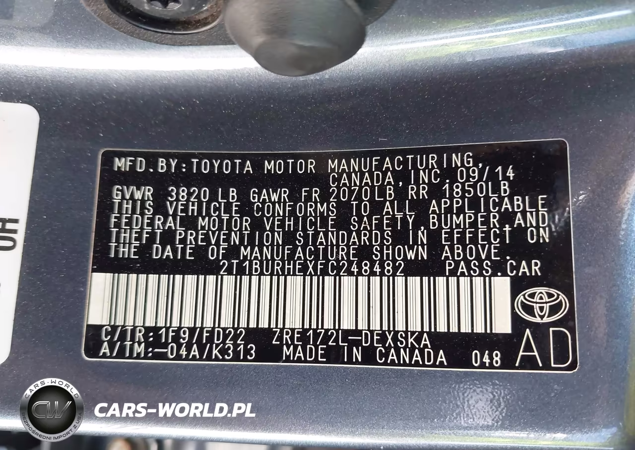 2015 Toyota Corolla S Plus VIN:2T1BURHEXFC248482 - 9