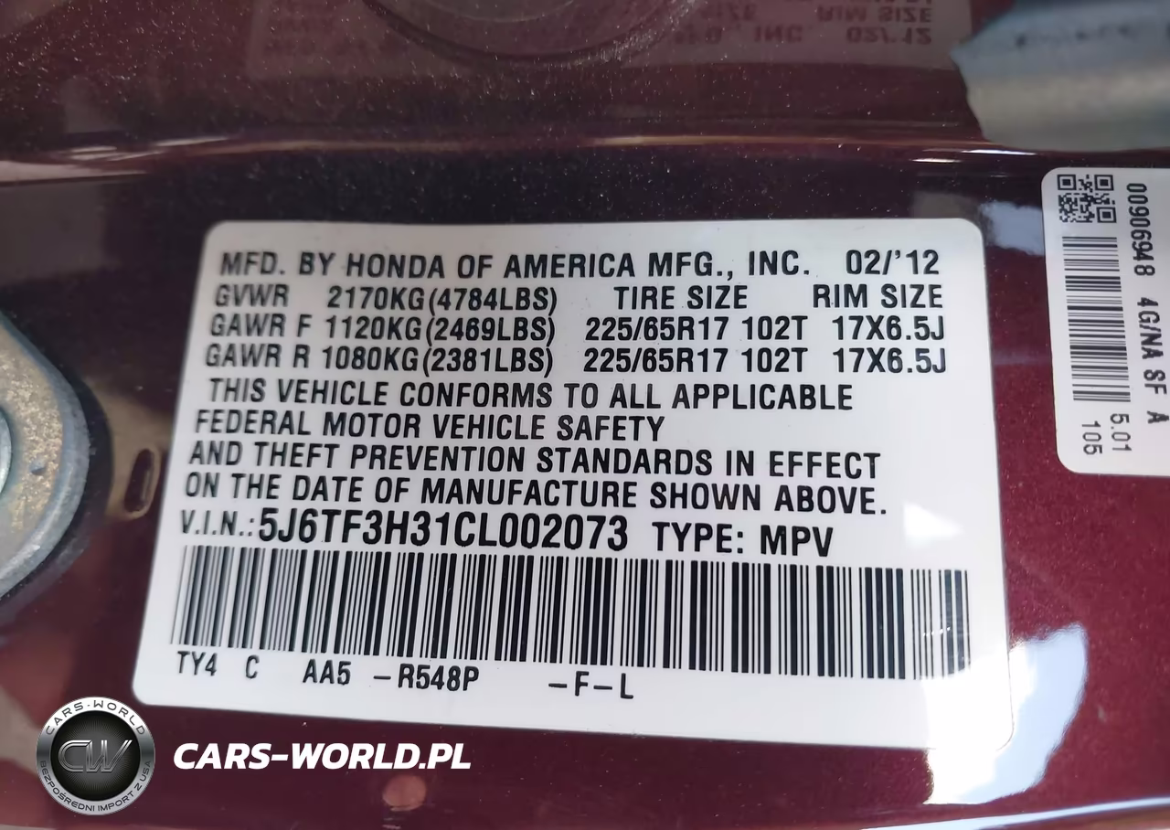 2012 Honda Crosstour 2.4 Ex VIN:5J6TF3H31CL002073 - 9