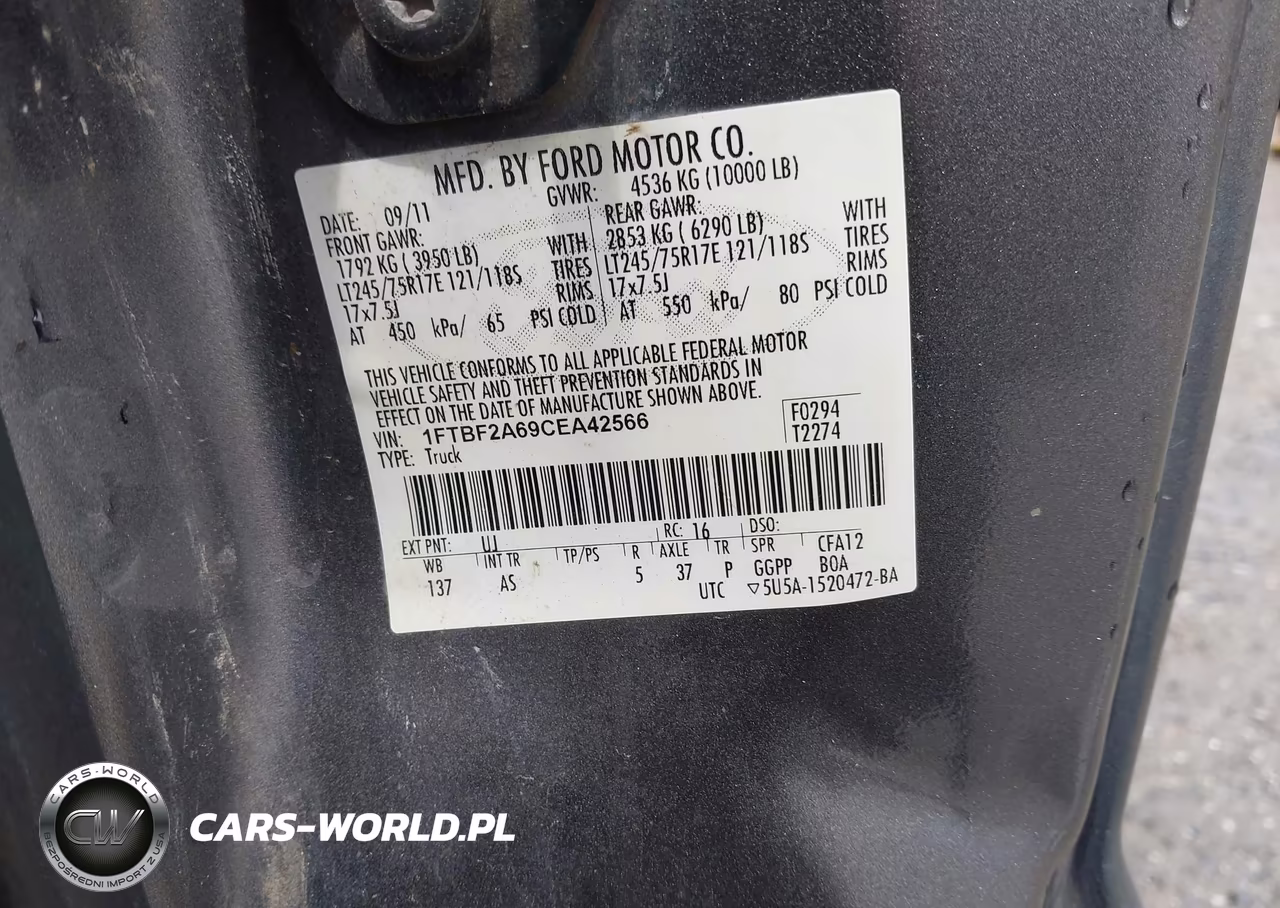 2012 Ford F-250 Xl VIN:1FTBF2A69CEA42566 - 9