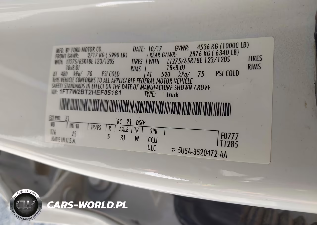 2017 Ford F-250 Xl VIN:1FT7W2BT2HEF05181 - 9