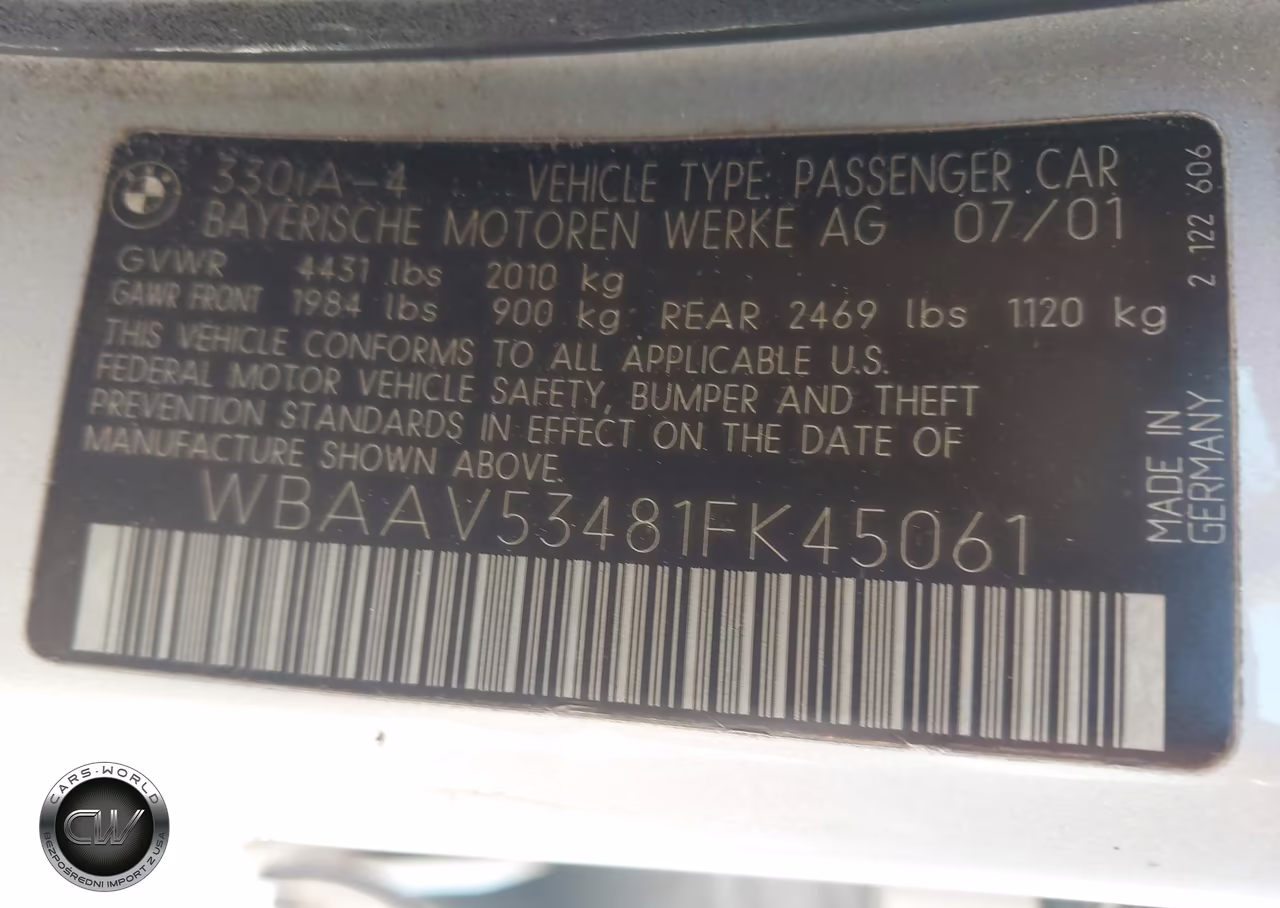 2001 BMW 330I VIN:WBAAV53481FK45061 - 9