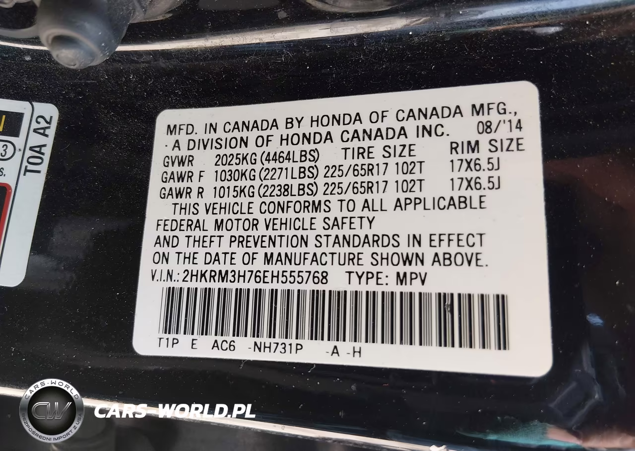 2014 Honda Cr-V Ex-L VIN:2HKRM3H76EH555768 - 9