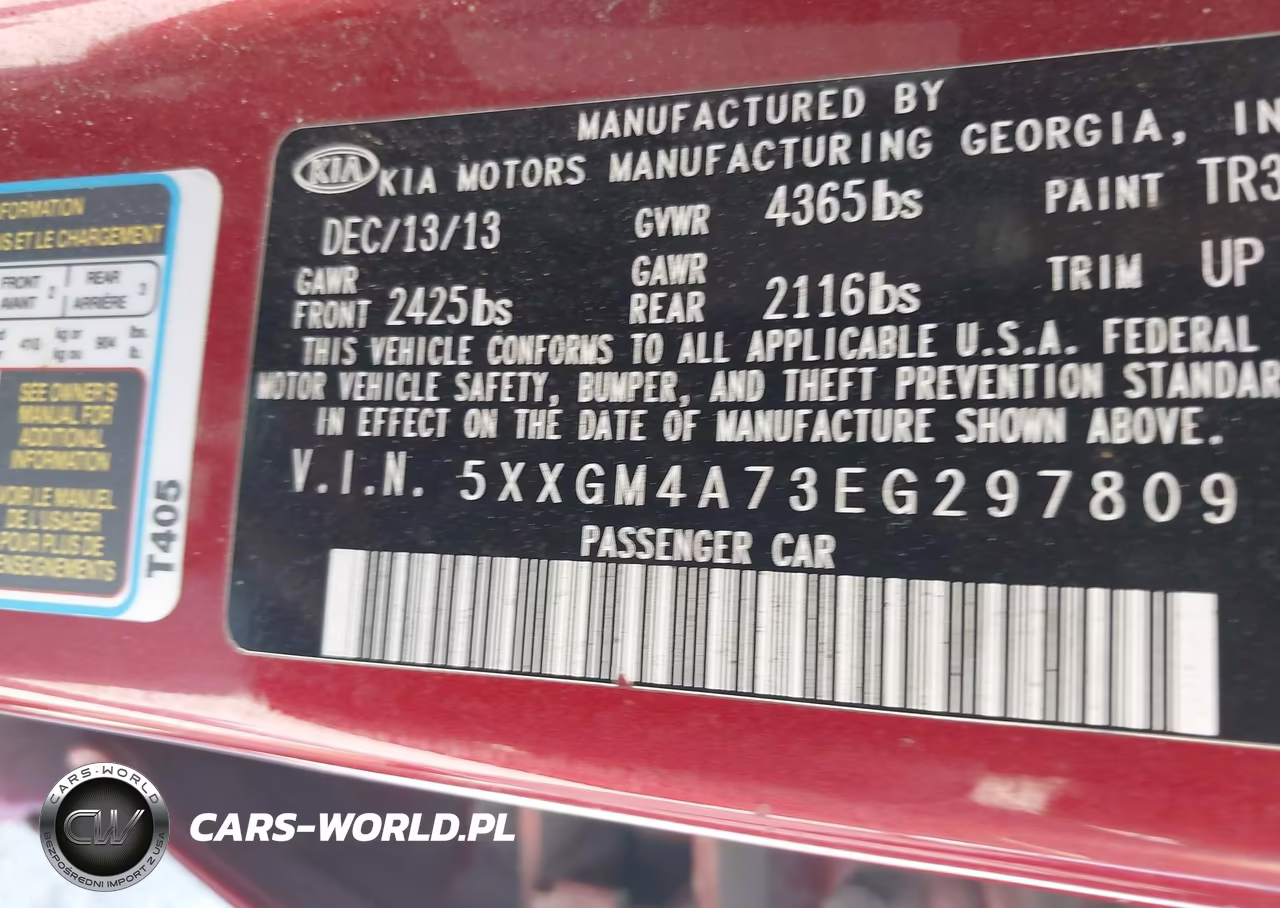 2014 Kia Optima Lx VIN:5XXGM4A73EG297809 - 9