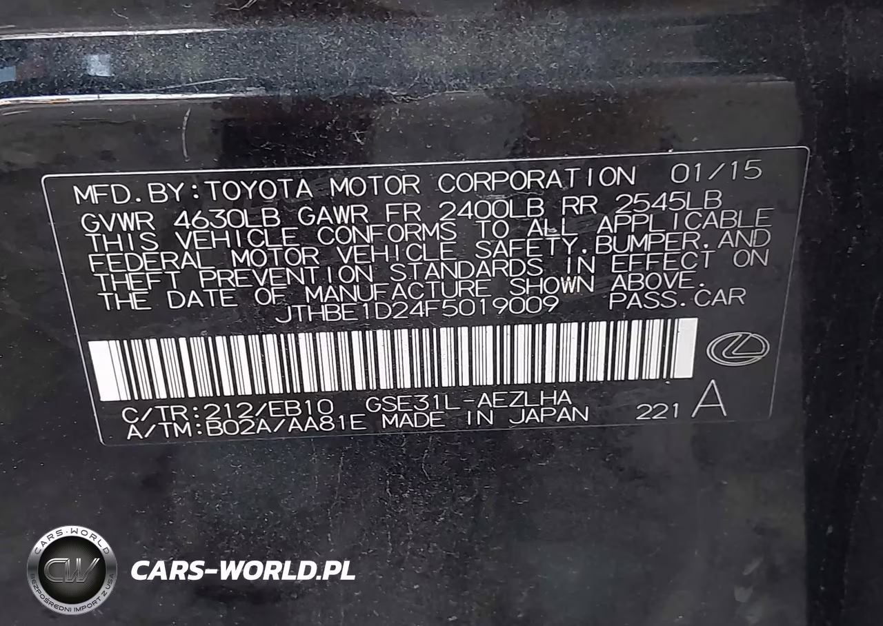 2015 Lexus Is 350 VIN:JTHBE1D24F5019009 - 9