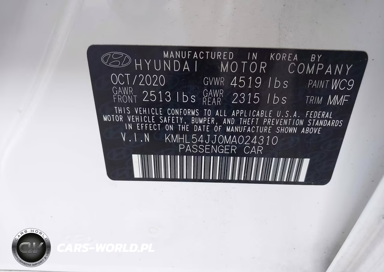 2021 Hyundai Sonata Limited VIN:KMHL54JJ0MA024310 - 9