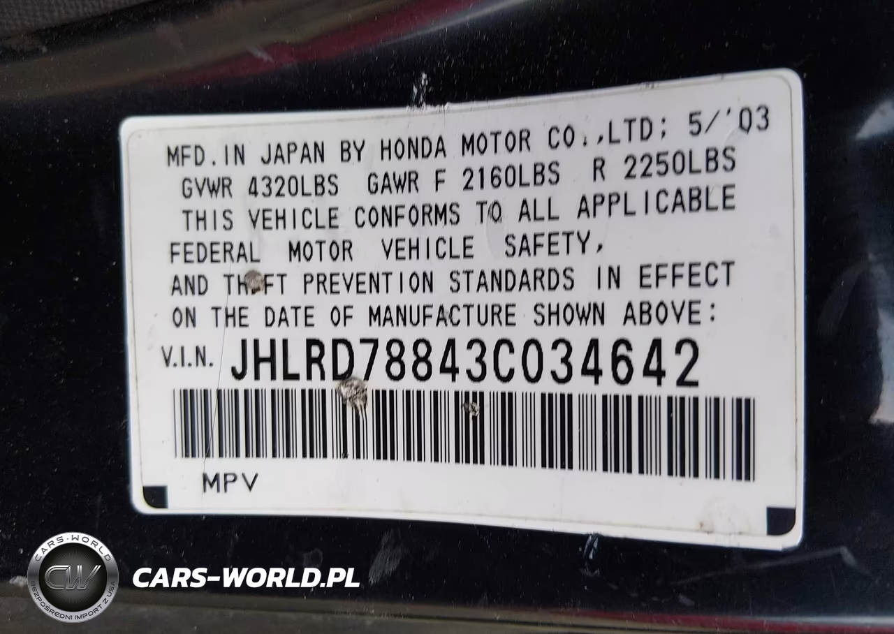 2003 Honda Cr-V Ex VIN:JHLRD78843C034642 - 9