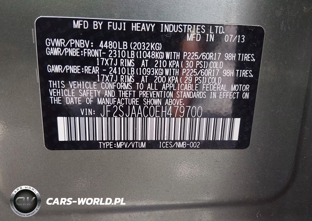 2014 Subaru Forester 2.5I VIN:JF2SJAAC0EH479700 - 9