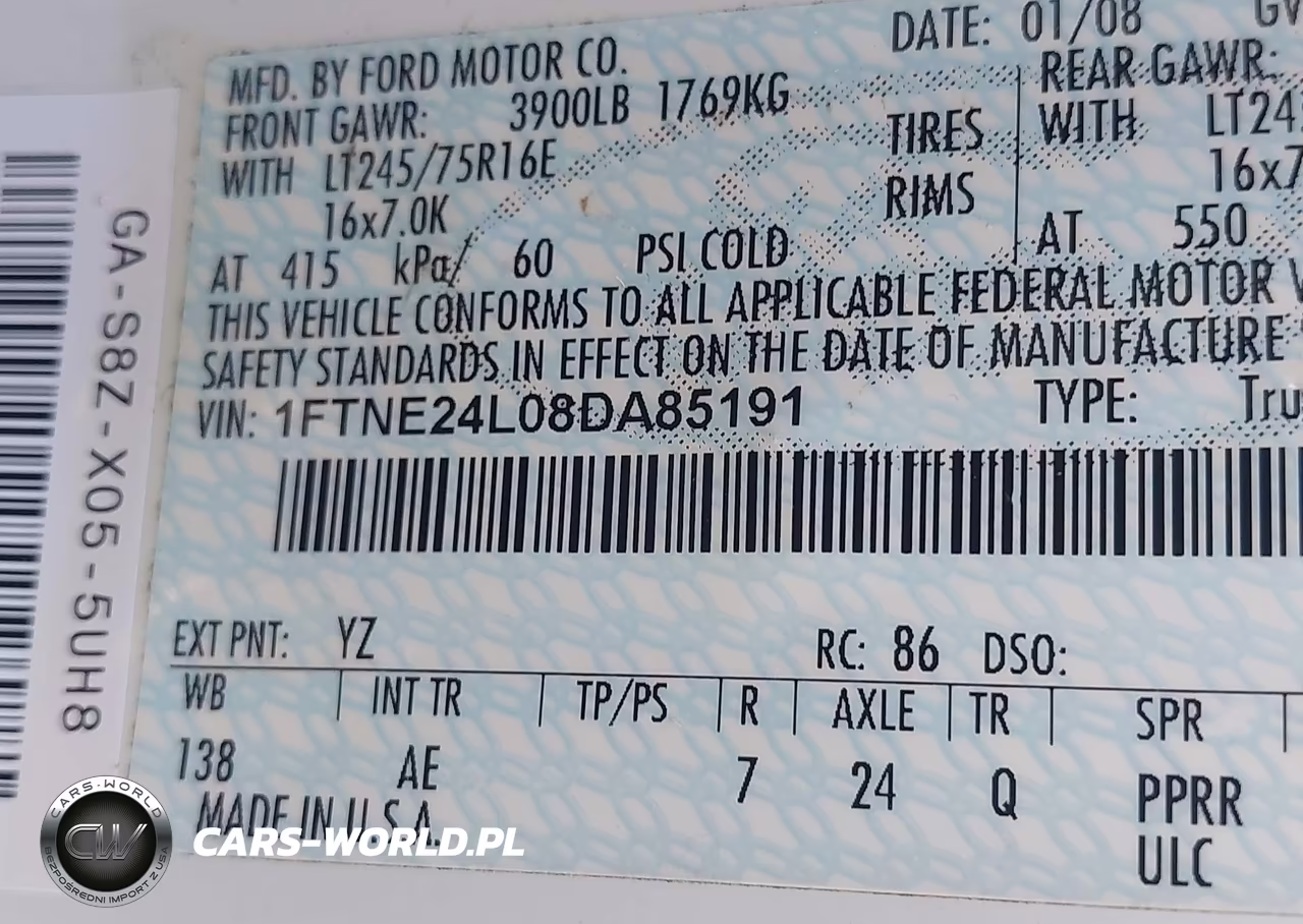 2008 Ford E-250 Commercial-Recreational VIN:1FTNE24L08DA85191 - 8