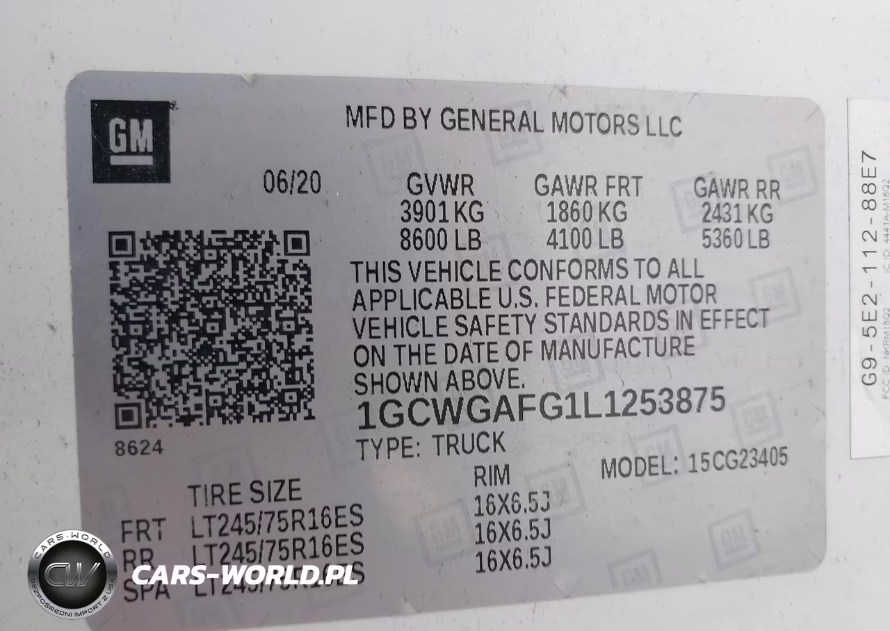 2020 Chevrolet Express Cargo Rwd 2500 Regular Wheelbase Wt VIN:1GCWGAFG1L1253875 - 9