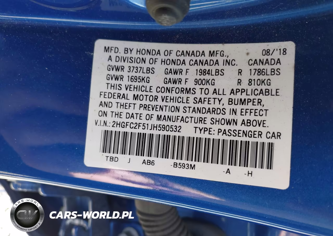 2018 Honda Civic Lx VIN:2HGFC2F51JH590532 - 9