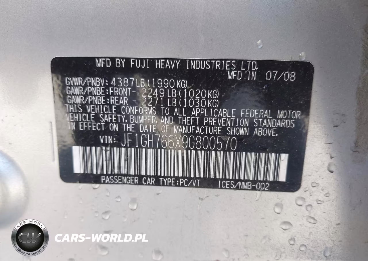 2009 Subaru Impreza Wrx VIN:JF1GH766X9G800570 - 9