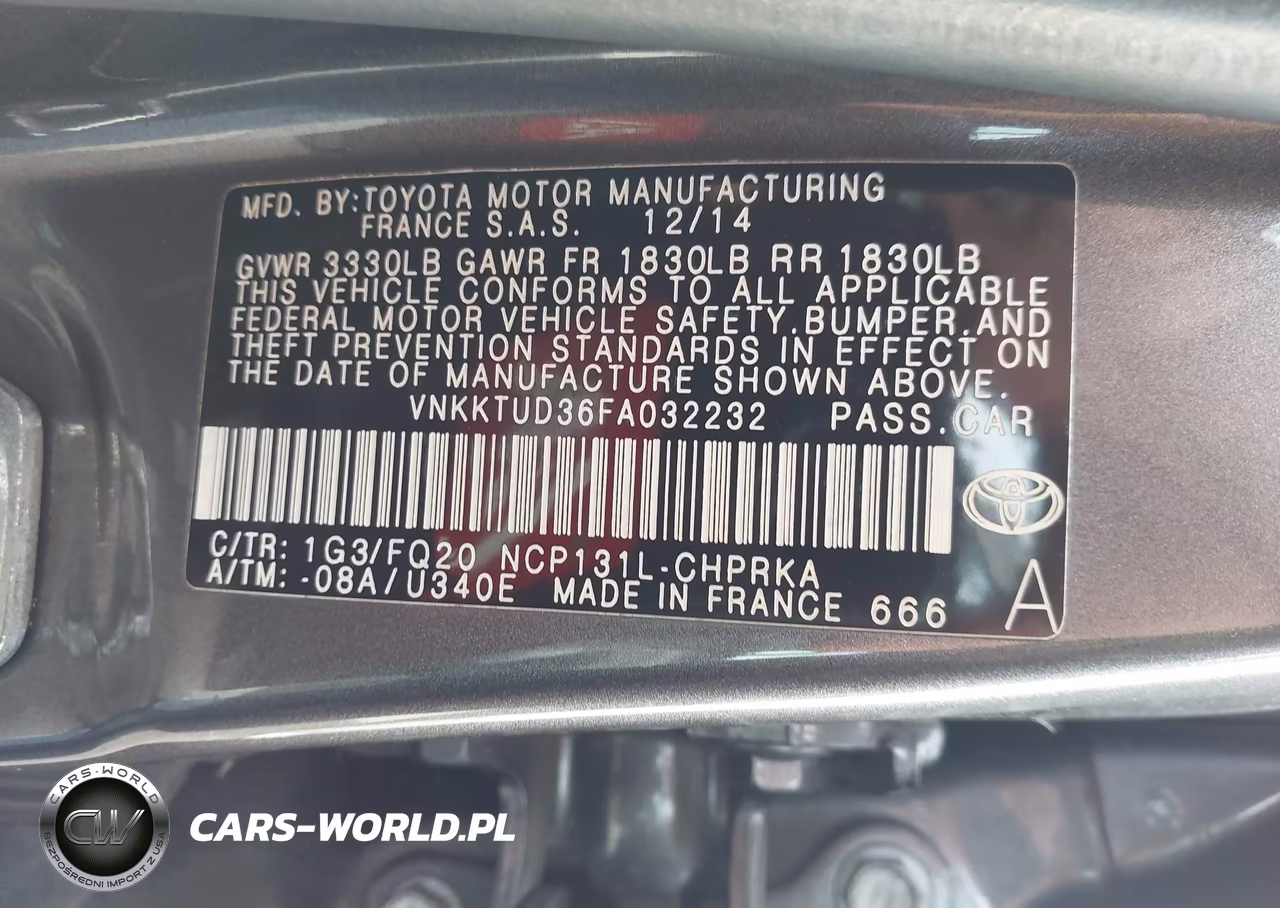 2015 Toyota Yaris L VIN:VNKKTUD36FA032232 - 9