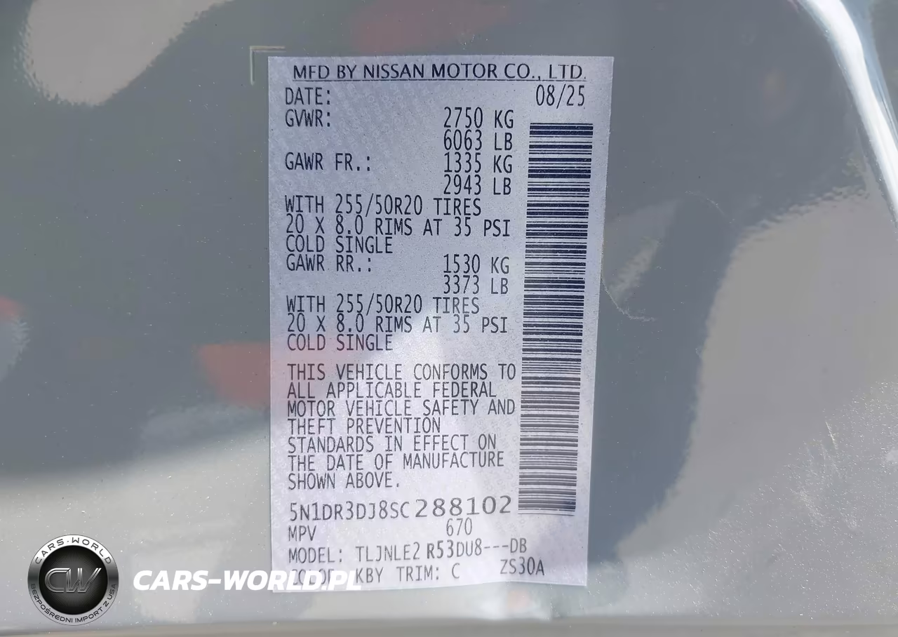 2025 Nissan Pathfinder Platinum 4Wd VIN:5N1DR3DJ8SC288102 - 9
