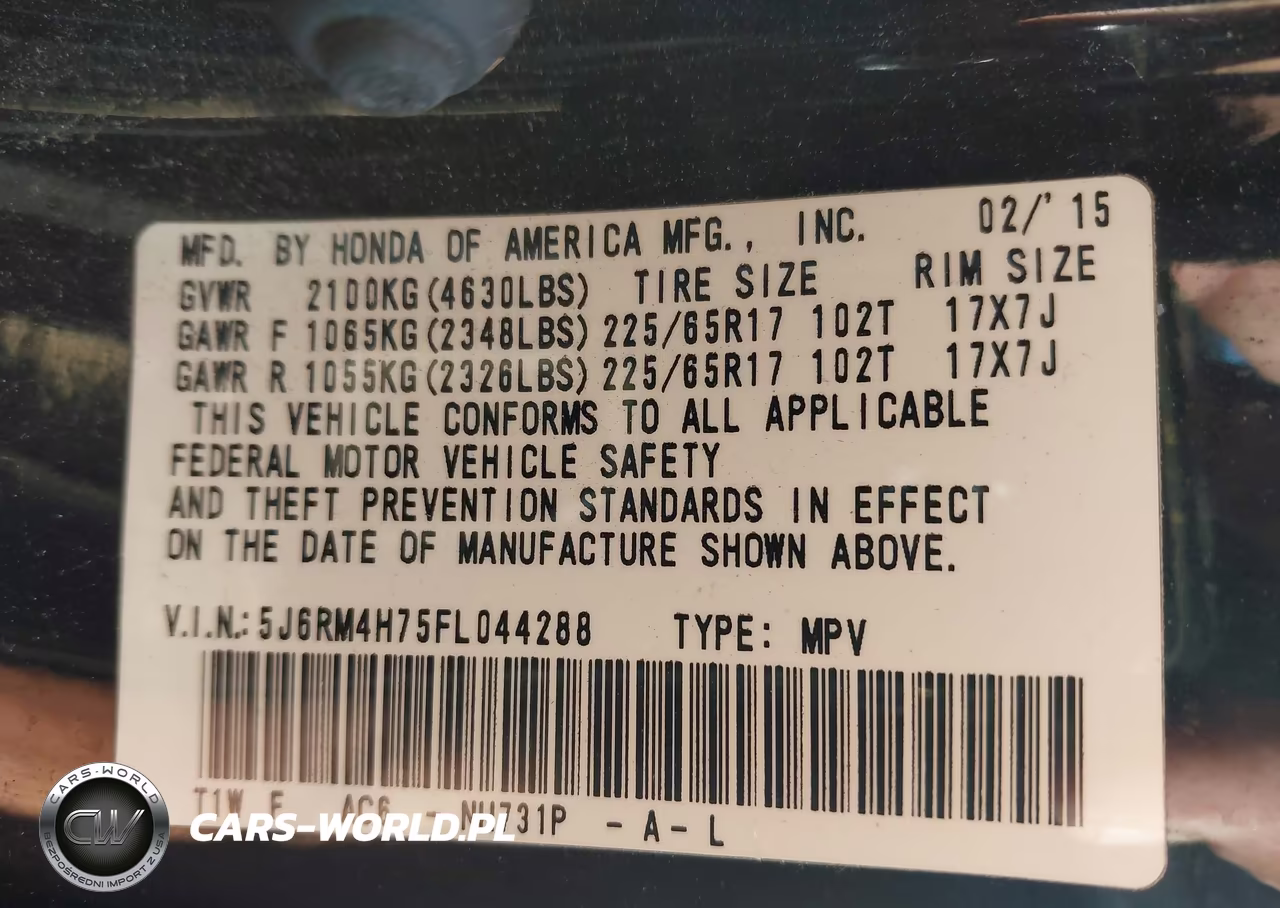 2015 Honda Cr-V Ex-L VIN:5J6RM4H75FL044288 - 9