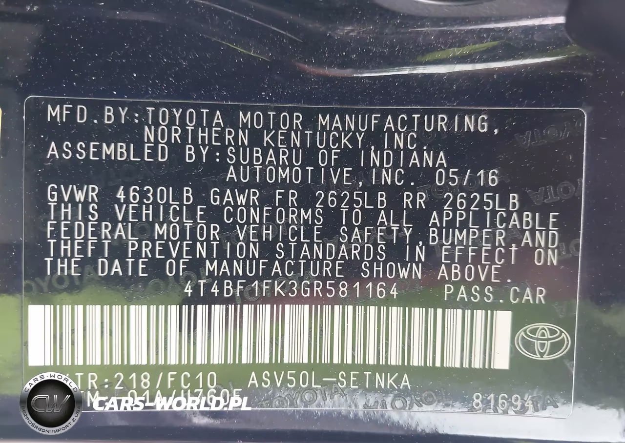 2016 Toyota Camry Le VIN:4T4BF1FK3GR581164 - 9