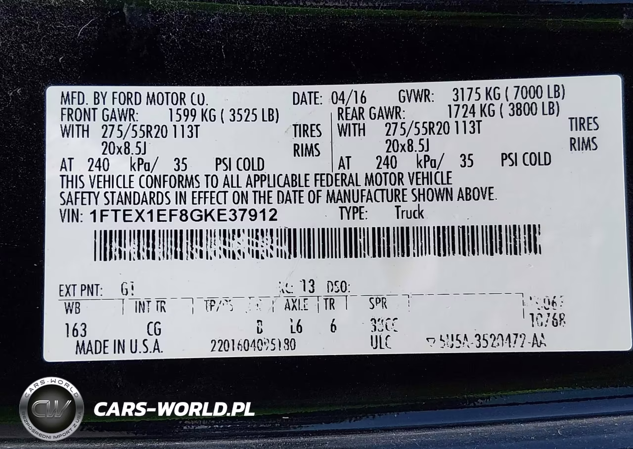 2016 Ford F-150 Xl VIN:1FTEX1EF8GKE37912 - 9