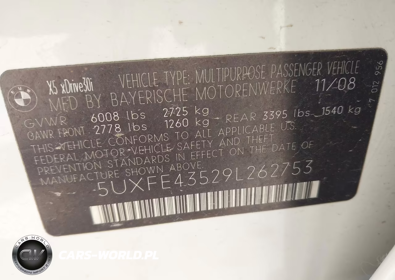 2009 BMW X5 xDrive30I VIN:5UXFE43529L262753 - 9