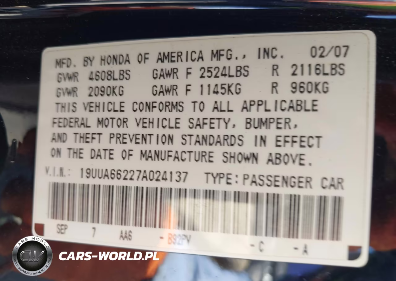 2007 Acura Tl 3.2 VIN:19UUA66227A024137 - 9