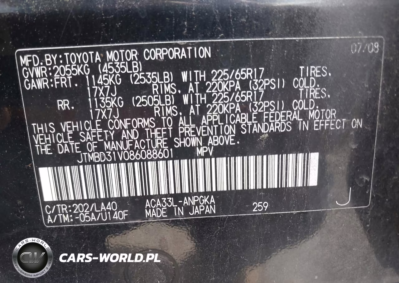 2008 Toyota Rav4 Limited VIN:JTMBD31V086088601 - 9
