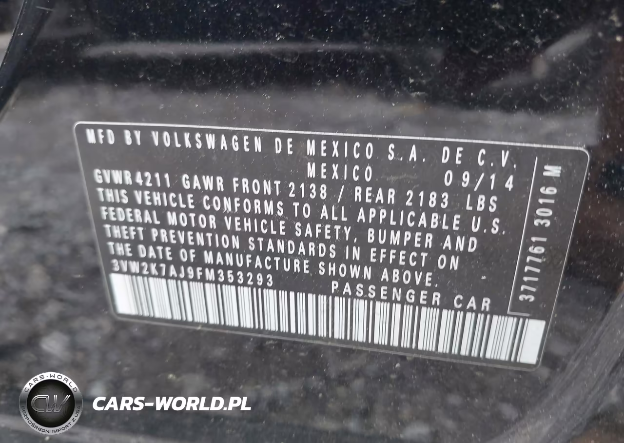 2015 Volkswagen Jetta 2.0L S VIN:3VW2K7AJ9FM353293 - 9