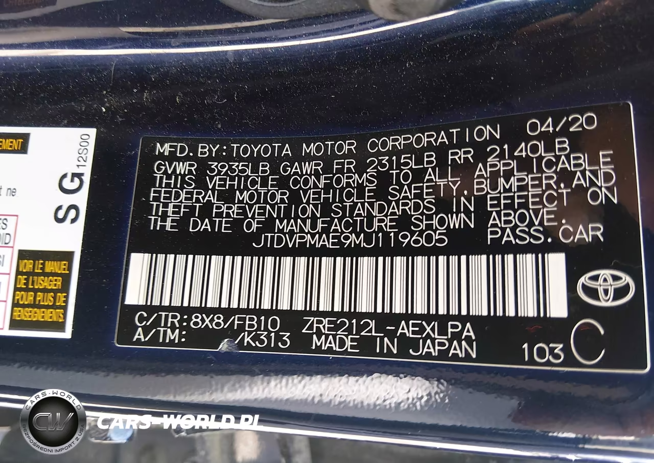 2021 Toyota Corolla Le VIN:JTDVPMAE9MJ119605 - 9