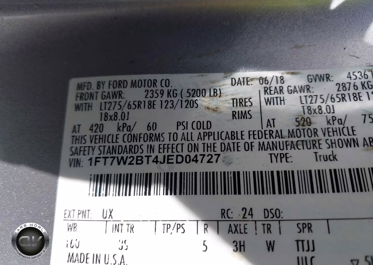 2018 Ford F-250 Xlt VIN:1FT7W2BT4JED04727 - 9