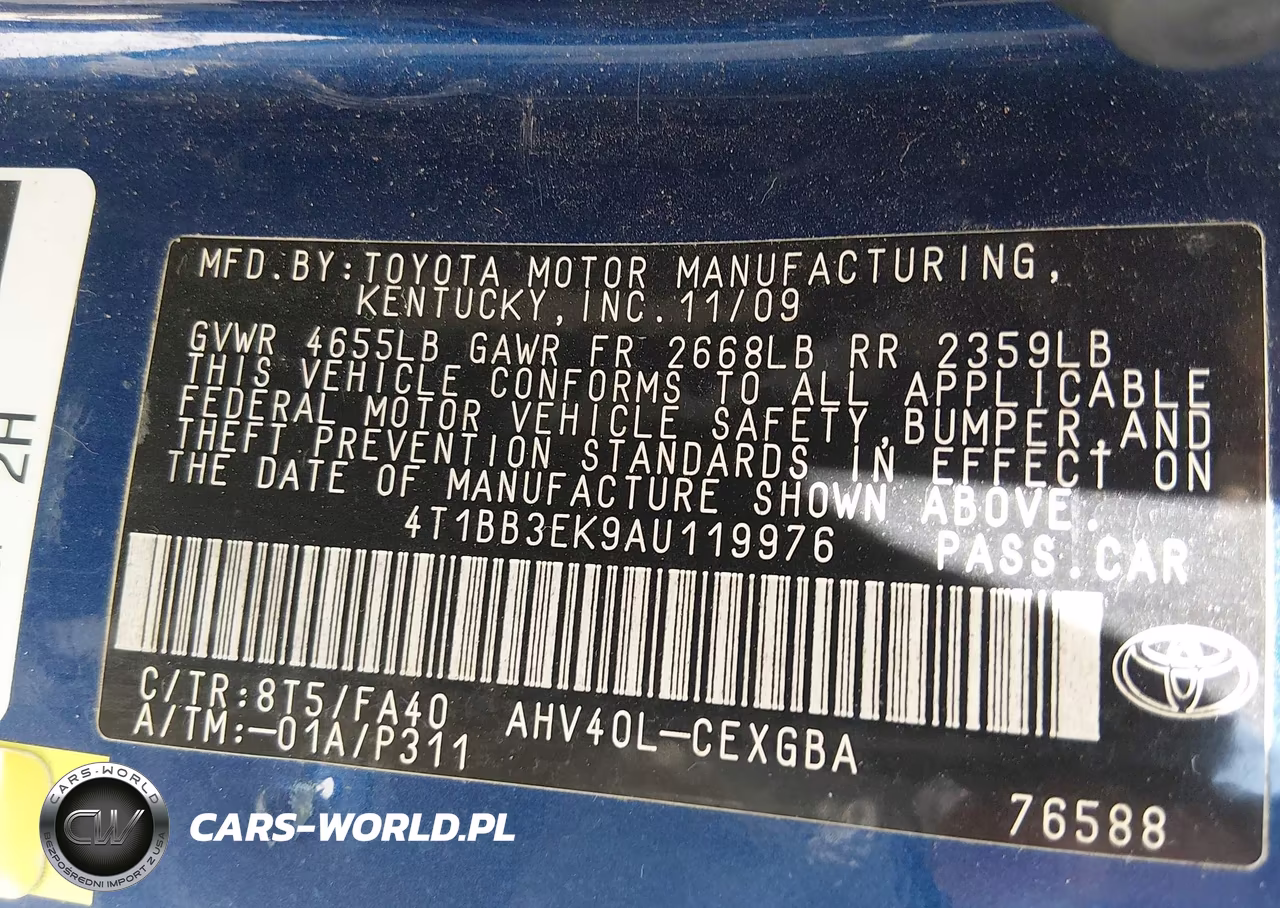 2010 Toyota Camry Hybrid VIN:4T1BB3EK9AU119976 - 9