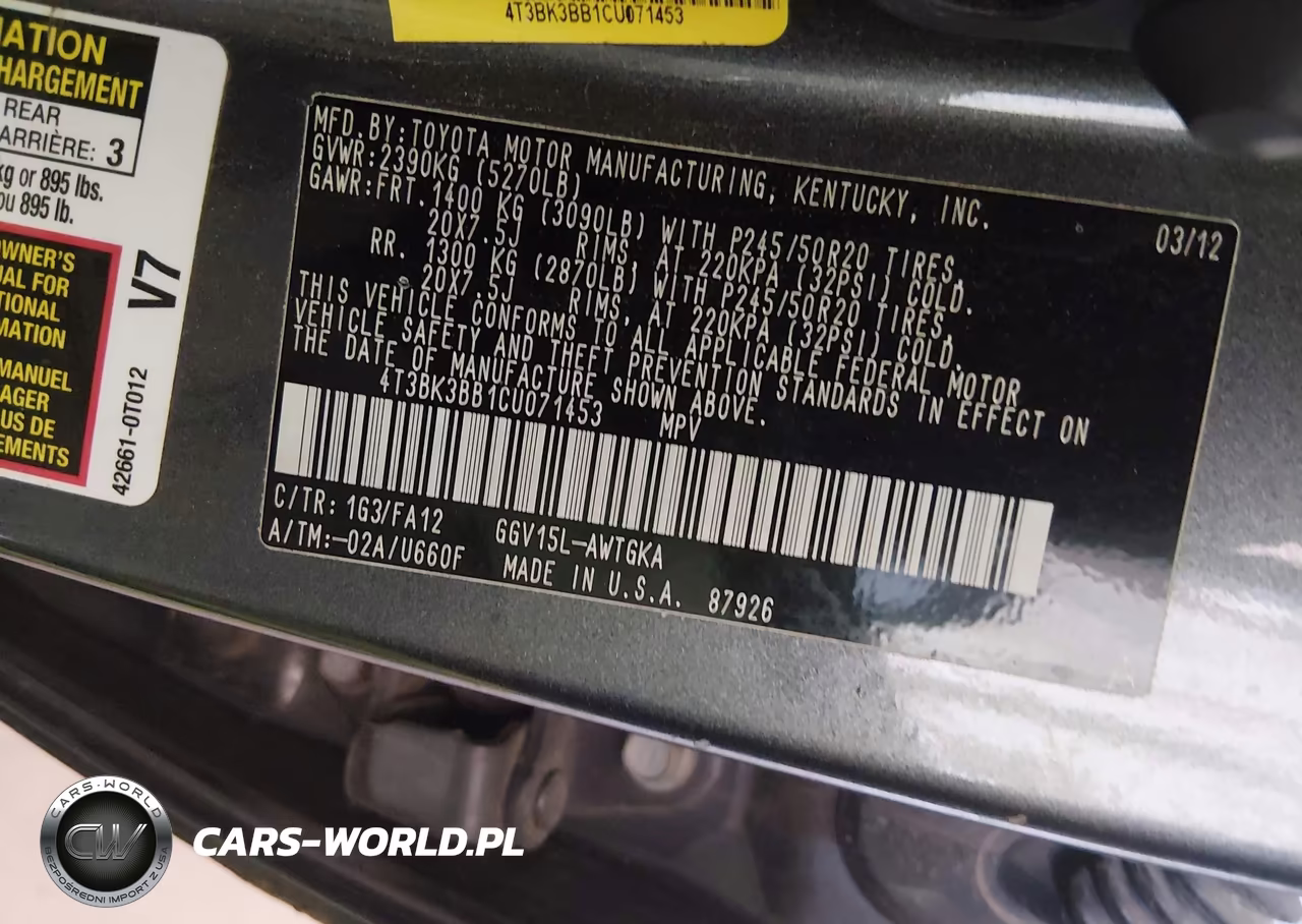 2012 Toyota Venza Le V6 VIN:4T3BK3BB1CU071453 - 9