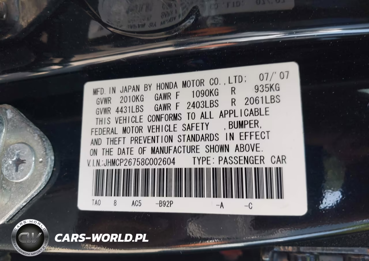 2008 Honda Accord 2.4 Ex VIN:JHMCP26758C002604 - 9