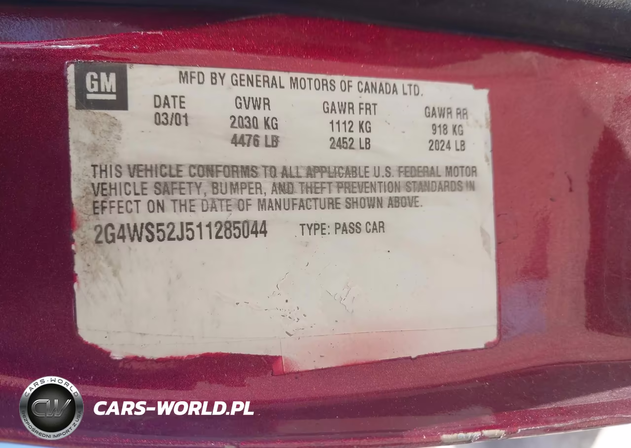2001 Buick Century Custom VIN:2G4WS52J511285044 - 9