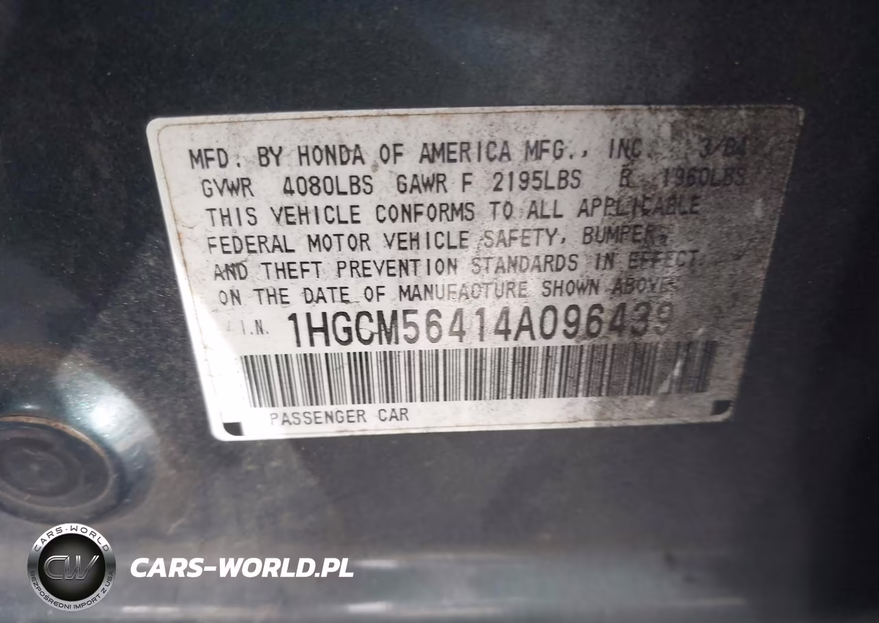 2004 Honda Accord 2.4 Lx VIN:1HGCM56414A096439 - 9