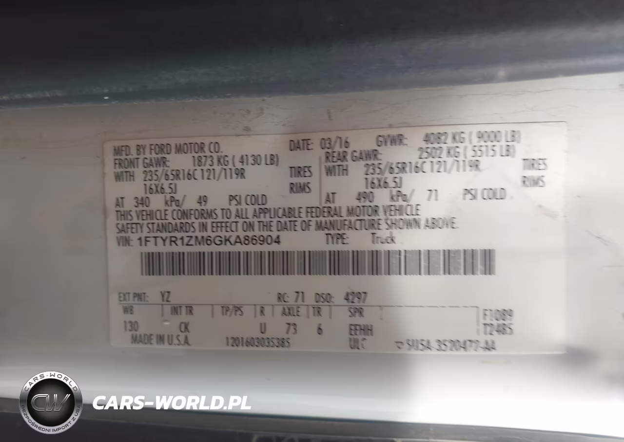 2016 Ford Transit-250 VIN:1FTYR1ZM6GKA86904 - 9