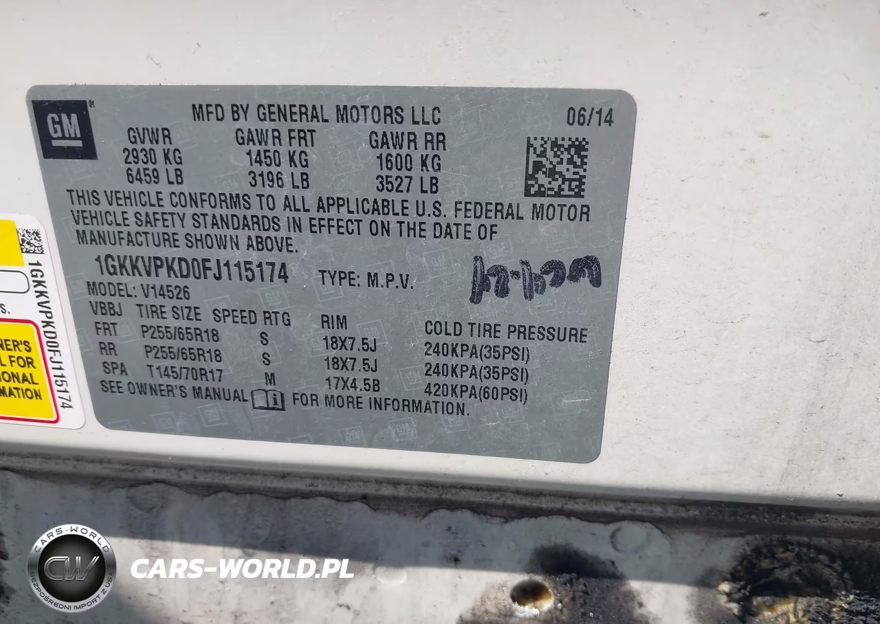 2015 GMC Acadia Sle-2 VIN:1GKKVPKD0FJ115174 - 9